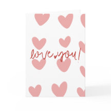 Cartão de Boas-Vindas "Amo Você" Corações Rosas – 