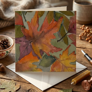 Cartão de Boas Vindas Aquarela Folhas Caídas Cores
