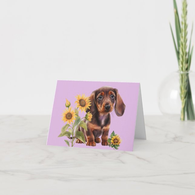 Cartão de Boas-Vindas Cachorrinho Dachshund Adoráv (Frente)