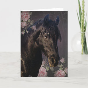 Cartão de Boas Vindas Cavalo Friesian Black Beauty