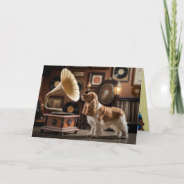 Cartão de Boas Vindas Cocker Spaniel Gramofone
