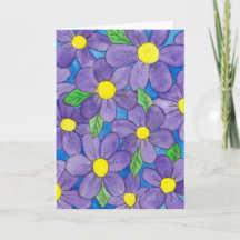 Cartão de Boas-Vindas com Aquarela Floral Roxa Ele