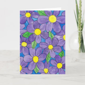 Cartão de Boas-Vindas com Aquarela Floral Roxa Ele