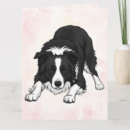 Cartão de Boas-Vindas com Border Collie Dobrado