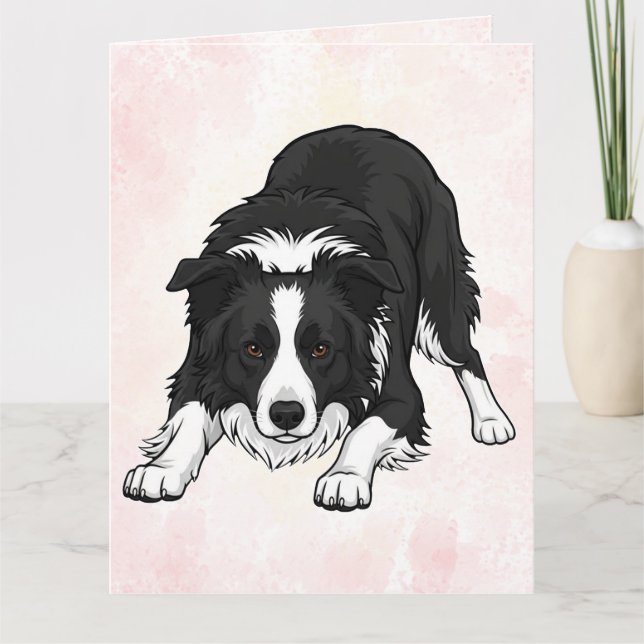 Cartão de Boas-Vindas com Border Collie Dobrado (Frente)