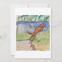 Cartão de Boas Vindas com Cachorro Pulando do Dock