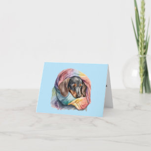 Cartão de Boas-Vindas com Dachshund Adormecido em
