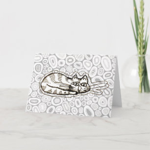 Cartão de Boas Vindas com Desenho de Gato de Desen