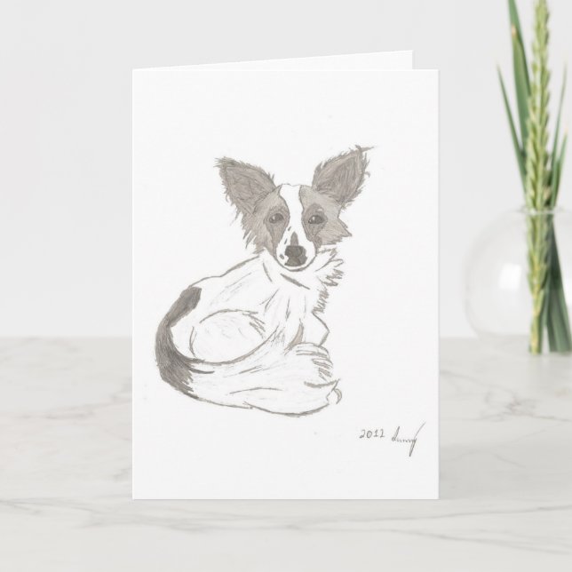 Cartão de Boas-Vindas com Desenho de Papillon (Frente)