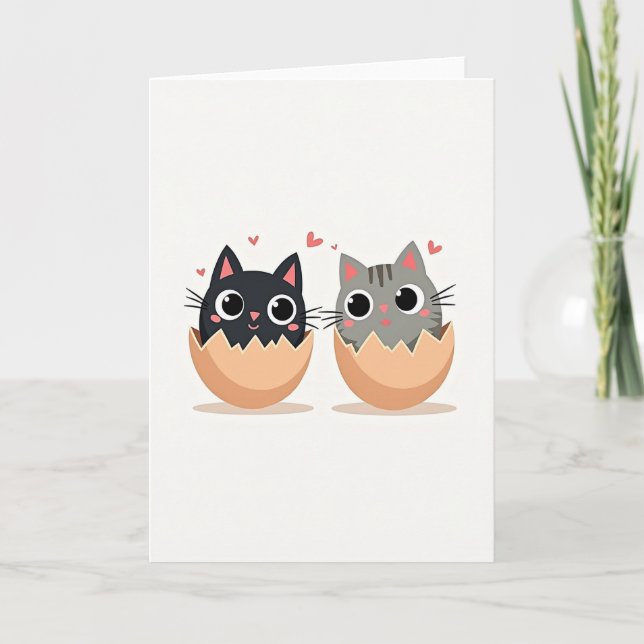 Cartão de Boas Vindas com Dois Gatinhos (Frente)