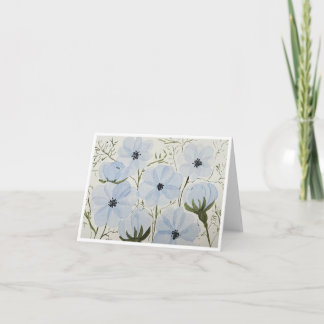 Cartão de Boas Vindas com Flores Azuis Ondulantes