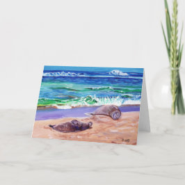 Cartão de Boas-Vindas com Focas-Monge Havaianas na