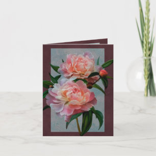 Cartão de Boas Vindas com Peônias Rosa Pálido