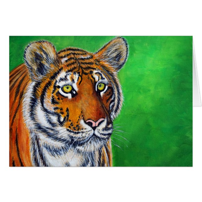 Cartão de Boas-vindas com Pintura de Tigre (Frente Horizontal)