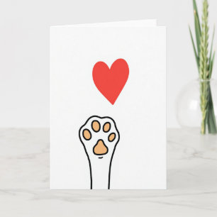 Cartão de Boas-Vindas Coração Amor Pata de Gato