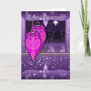 cartão de boas-vindas da estação em roxo com orn