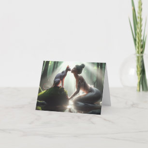 Cartão de Boas-Vindas da Sereia Beijando Esfinge