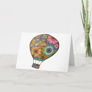 Cartão de Boas-Vindas de Balão de Ar Quente Floral