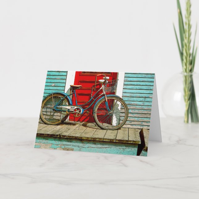 Cartão de Boas Vindas de Bicicleta Antiga (Frente)