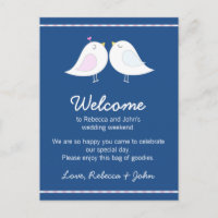 Cartão de Boas-Vindas de Casamento Azul Marinho co