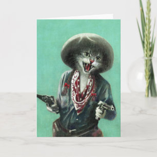 Cartão de Boas Vindas de Cowgirl Gatinho Vintage