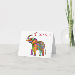 Cartão de Boas-Vindas de Elefante Fofo e Colorido