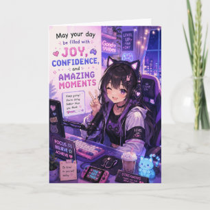 Cartão de Boas-Vindas de Garota Gamer Anime   Stre