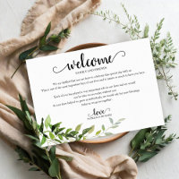 Cartão de Boas-Vindas de Hotel de Casamento com Eu