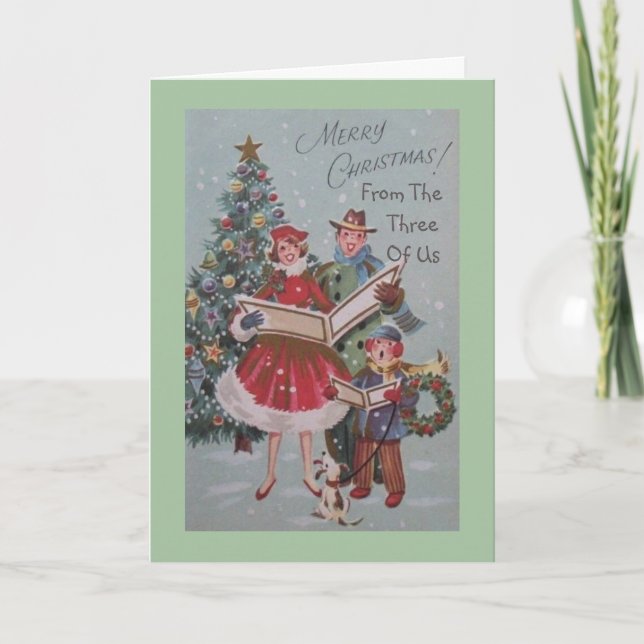 Cartão De Boas-Vindas De Natal Dos Três De Nós (Frente)
