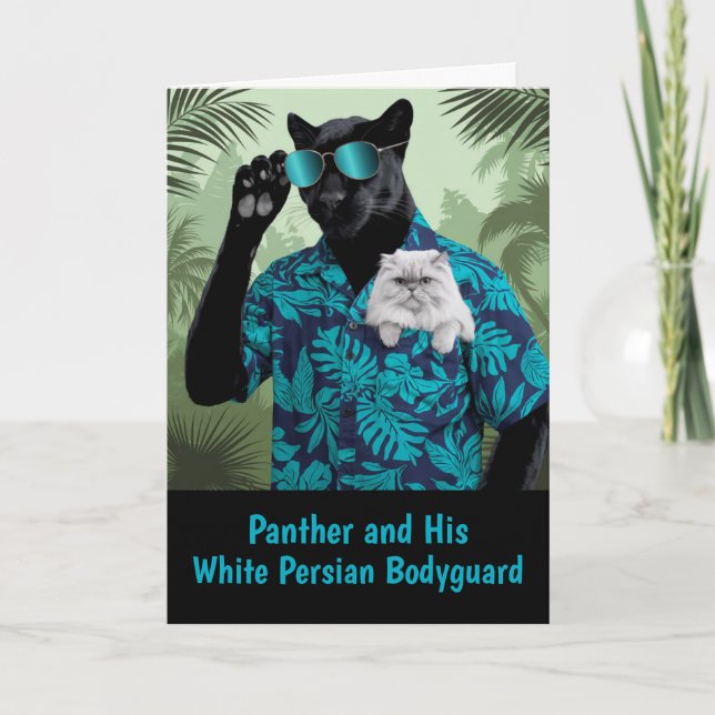 Cartão de Boas Vindas de Pantera Fofa e Persa Bran (Frente)