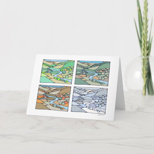 Cartão de boas-vindas de quatro estações (Frente)