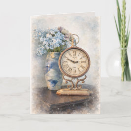 Cartão de Boas-Vindas de Relógio Floral Vintage –