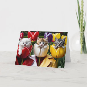 Cartão de Boas Vindas de Tulipas Kitty Fofos