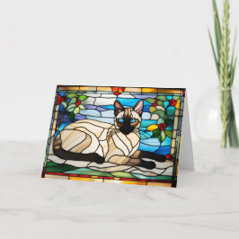 Cartão de Boas Vindas de Vidro Colorido com Gato S