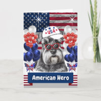 Cartão de Boas Vindas do Herói Americano Schnauzer