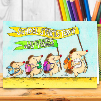 Cartão de boas-vindas do primeiro dia da escola, d