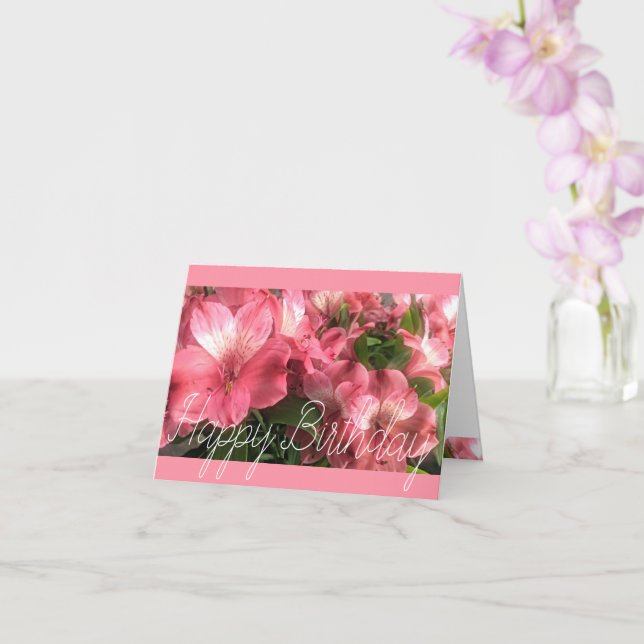 Cartão de Boas-Vindas Dobrado com Flores Rosas Bon (Orquídea)