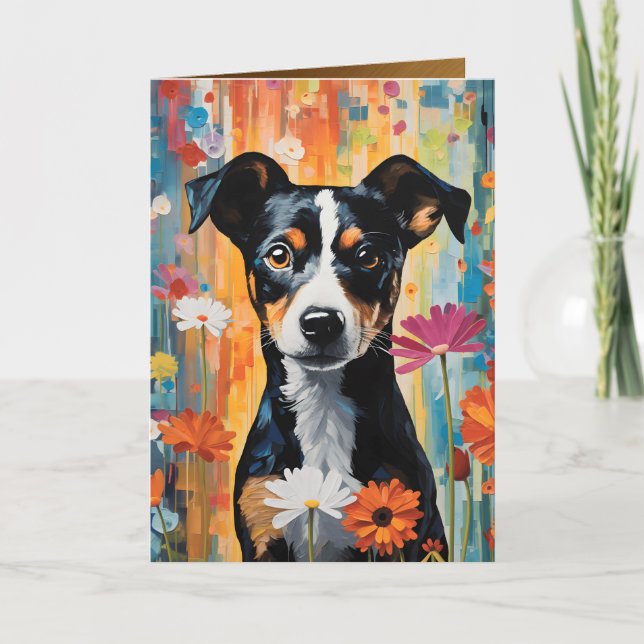 Cartão de Boas-vindas Dobrado de Cachorro em Aquar (Frente)