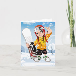 Cartão de Boas-vindas Dobrado de Snowboarder