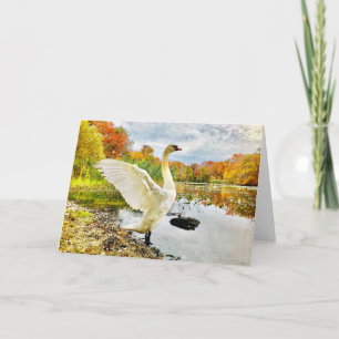 Cartão de Boas Vindas em Branco de Cisne e Outono