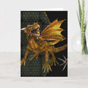 Cartão de Boas Vindas Fantasia do Dragão Dourado e