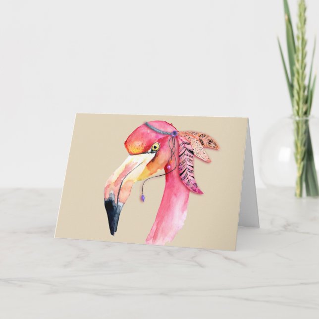Cartão de Boas-vindas Flamingo Boho Fiona (Frente)