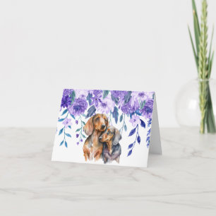 Cartão de Boas-Vindas Floral de Dachshund