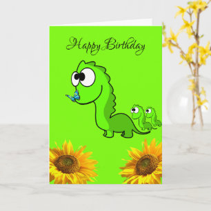Cartão de Boas Vindas Floral de Dinossauro de Gira