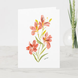Cartão de Boas-Vindas Floral de Lírio Vermelho em 