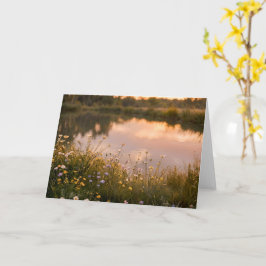 Cartão de Boas-Vindas Lago Wildflower ao Pôr do So