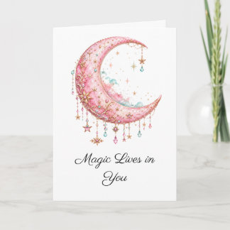 Cartão de Boas-Vindas Lua Celestial Rosa “A Magia