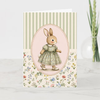 Cartão de Boas-Vindas Menina Coelho Pastel Vintage