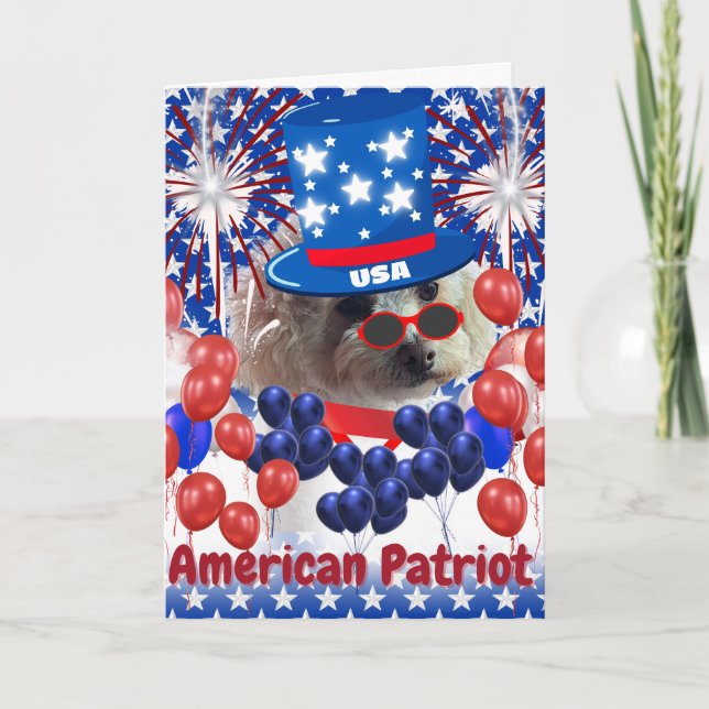 Cartão de Boas-Vindas Patriota Americano Poodle (Frente)