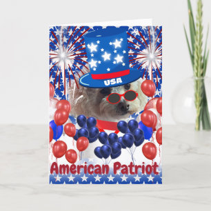 Cartão de Boas Vindas Patriota Americano Poodle